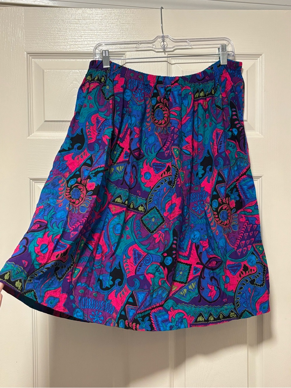 Vintage 90s Norton McNaughton Abstract Midi Skirt 10 Boho Artsy Retro
